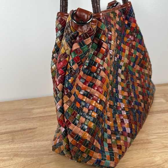 Ameri Leather Mosaic Woven Multi-Color Leather Bag - Picture 10 of 16